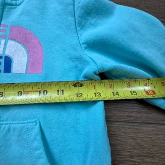 The North Face Girls Hooded Zip-Front Sweatshirt, Aqua, Logo, XS (6), Fall - Picture 5 of 10